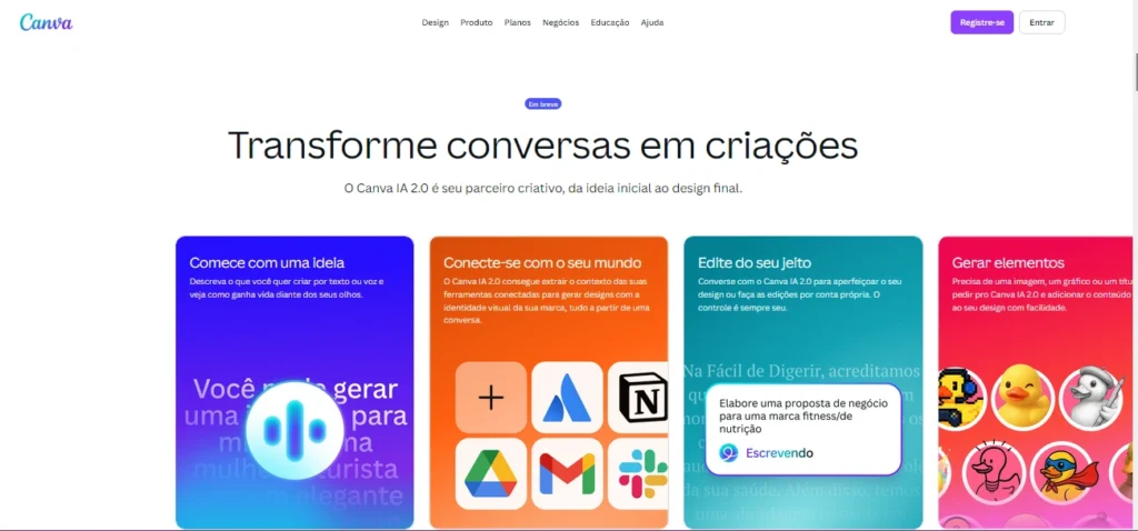 cava ai editor de imagens inteligência artificial print do site
