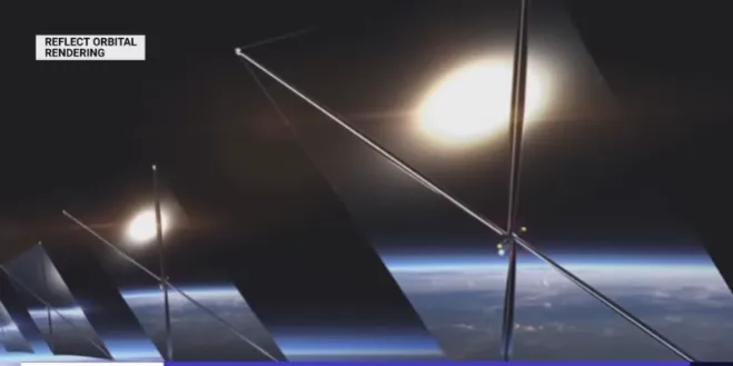 espelhos refletindo a luz do sol em satélite