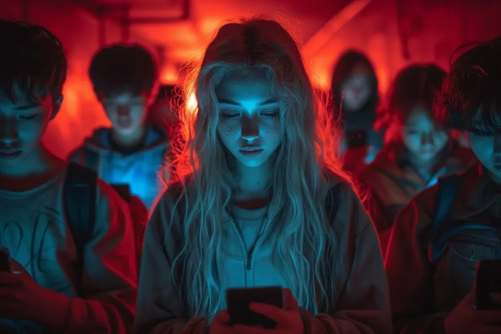 adolescentes usando celular ai