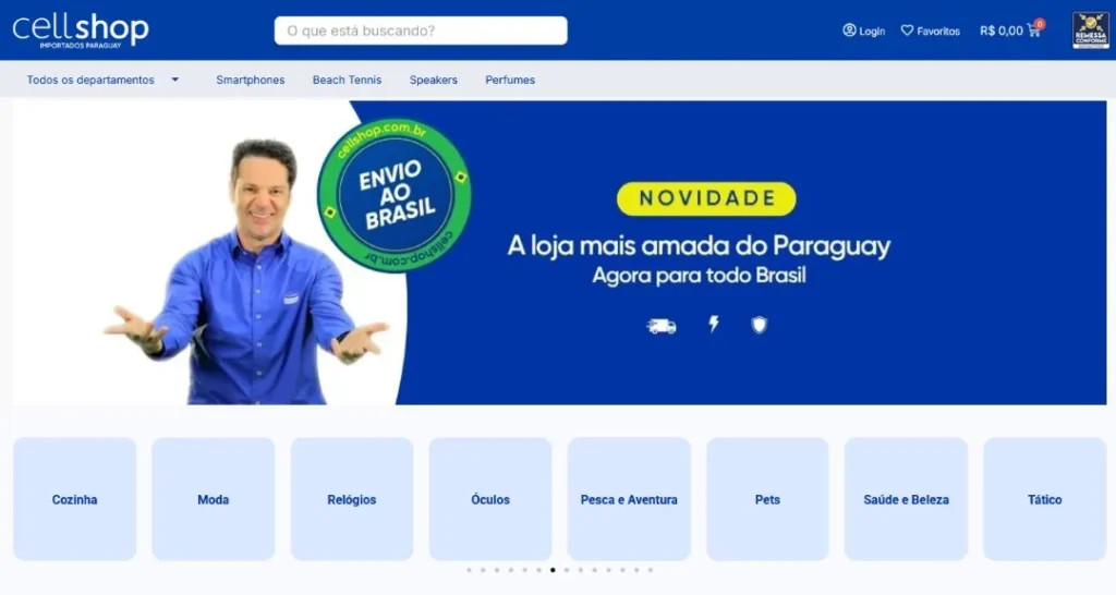 print do site CELLSHOP LOJA DO PARAGUAI QUE ENTREGA NO BRASIL CODIGO INFINITO