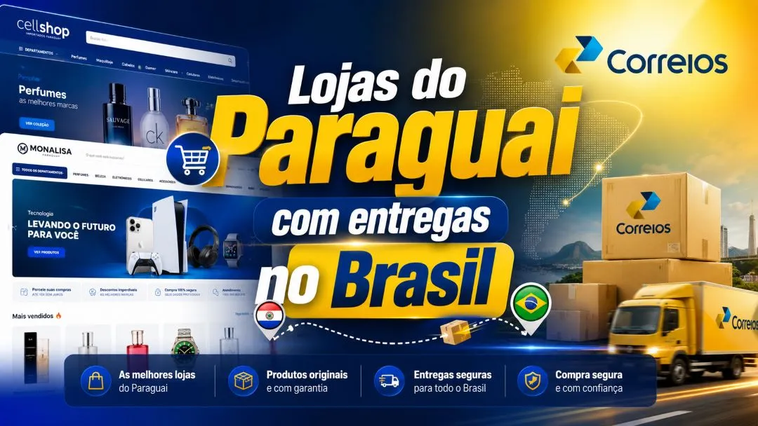 lojas do paraguai que entregam no brasil representação com site e imagem de caminhão dos correios