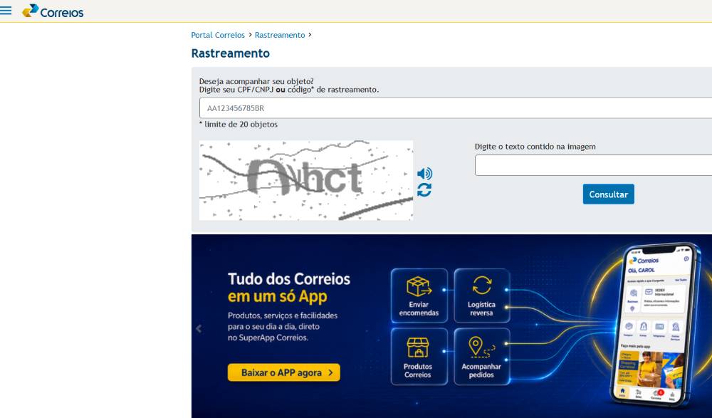 printe site correios rastreamento rastrear encomendas do paraguai