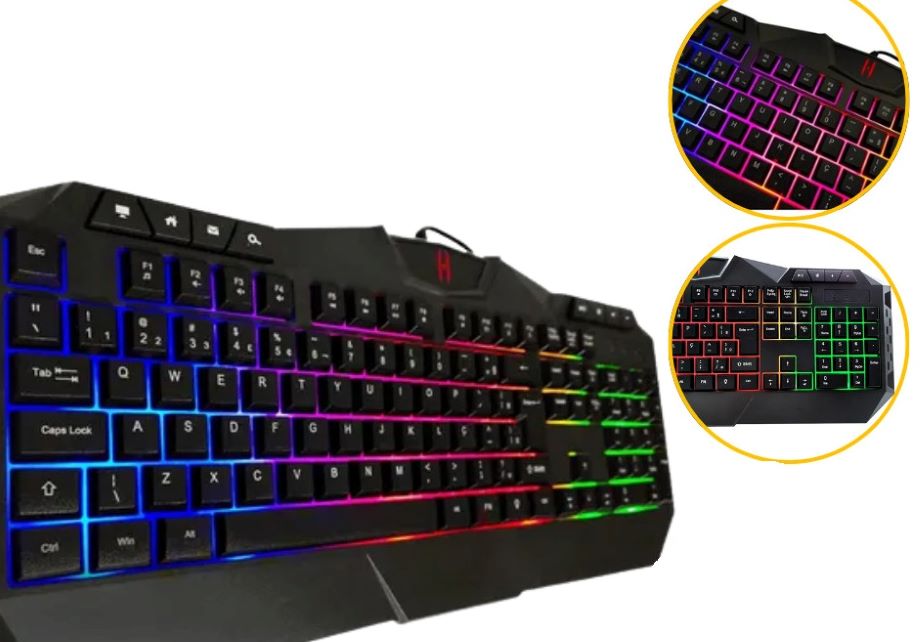teclado rgb em foto com angulos diferentes